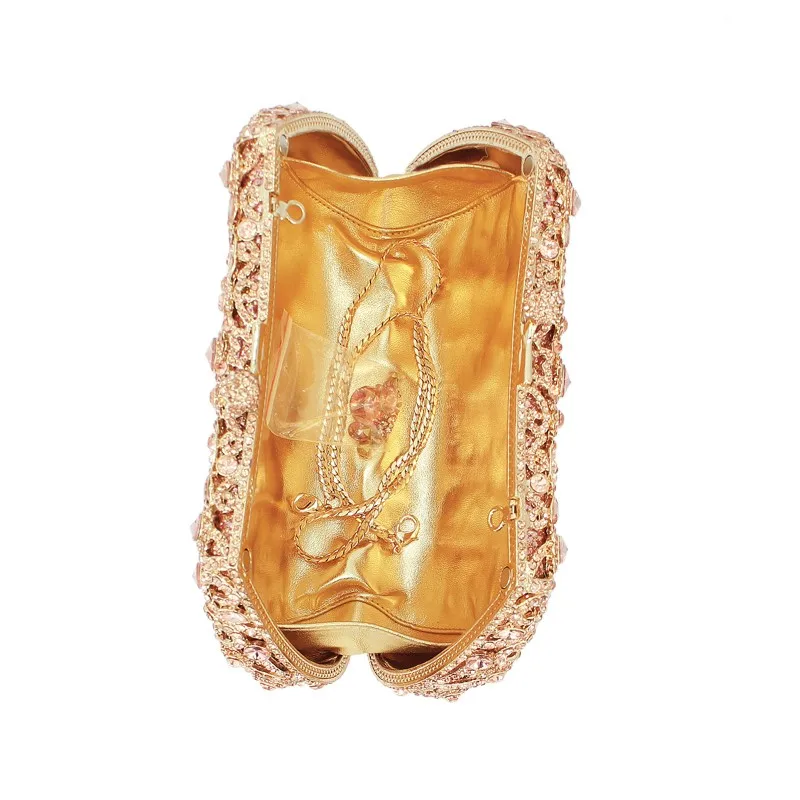 crystal purse with chain flower hard clutch evening bag clutch bag (8651A-C)