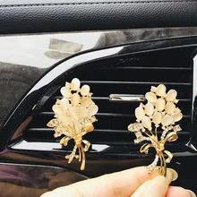 Автомобильный освежитель воздуха в форме цветка с кристаллами и бриллиантами, автомобильный освежитель воздуха с зажимом, аксессуары для салона автомобиля, женский подарок для девочки