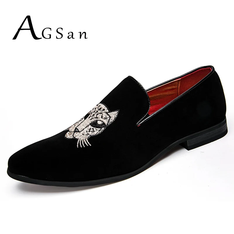 

AGSan 2018 Spring Loafers Men New Velvet Shoes Black Designer Mens Smoking Slippers Male Wedding and Party Loafers Dress Shoes
