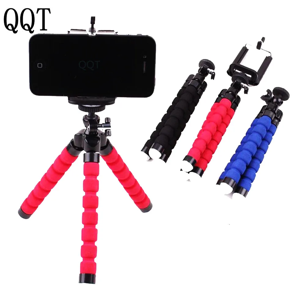 QQT Flexible Octopus Sponge Tripod for iPhone Samsung Xiaomi Huawei Mobile Phone Smartphone Tripod for Gopro DSLR Mount Camera
