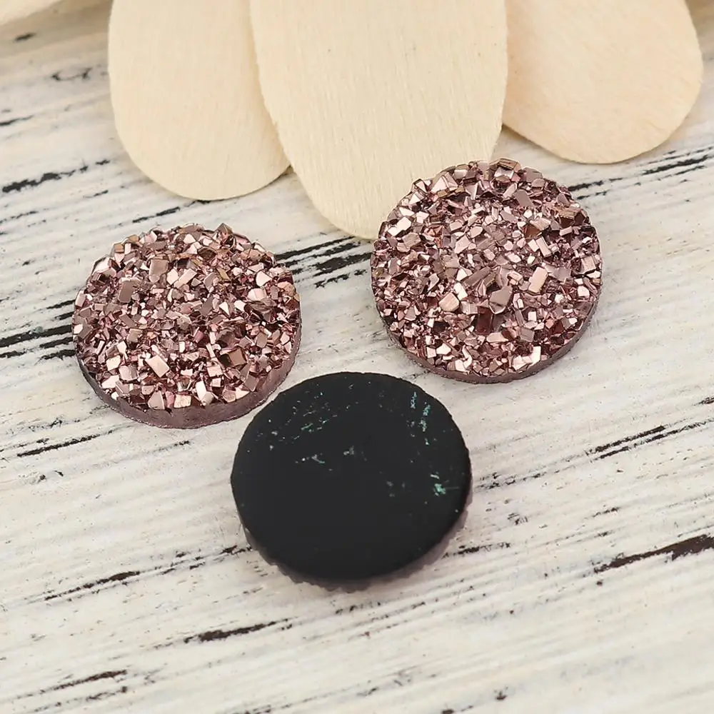 DoreenBeads Смола Druzy/Drusy полукруглые брелки в огранке Кабошон Круглые Розовые золотые Многоцветные DIY фурнитура компоненты 12 мм(4/") Dia., 50 шт