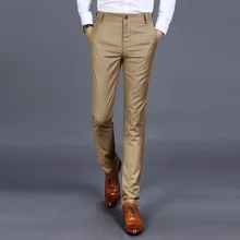 Осень Однотонная одежда мужской костюм брюки Бизнес Повседневное костюм брюки мужские 4 цвета выбор Размеры 28-38