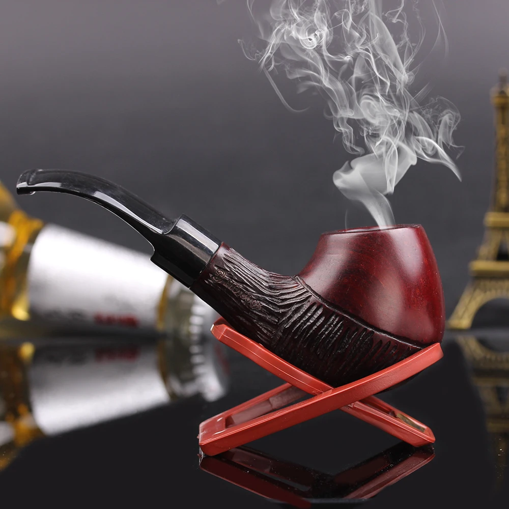 Mahogany wood pipe tobacco exclusive handmade round curved pipe retro