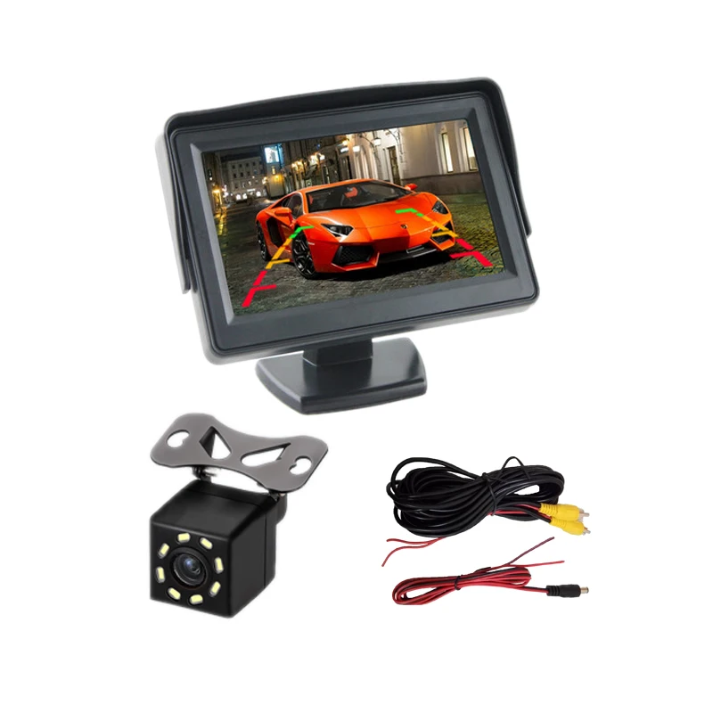 Rear view camera car monitor 4.3 inch monitor &8led rear camera For All