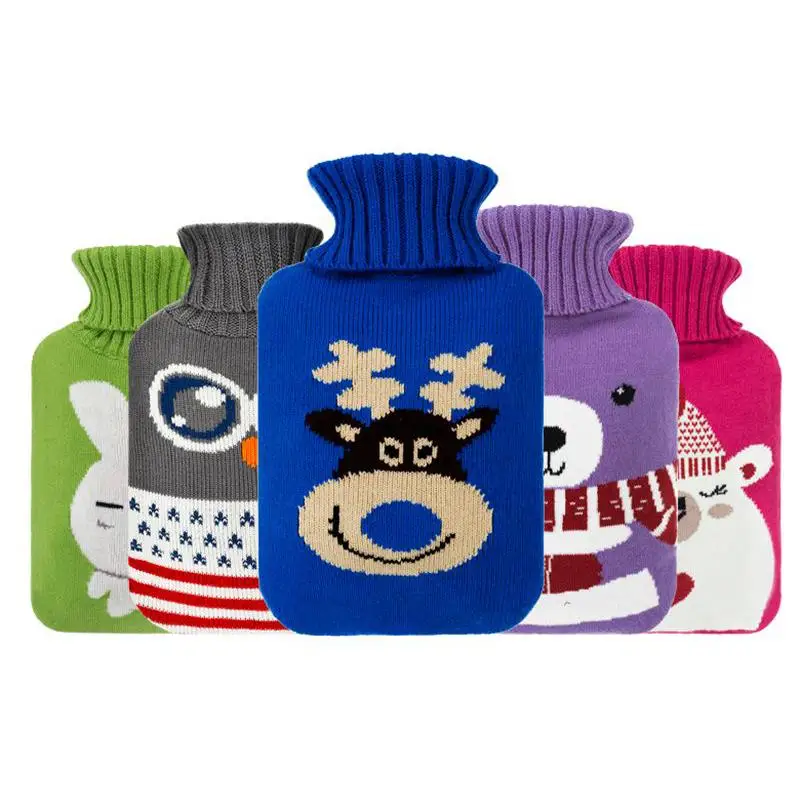 

Latest 2000ml Hot Water Bag Bottle Cartoon Knitted Cover Large Size Cloth Cover Home Christmas Patterns Hot Water Container