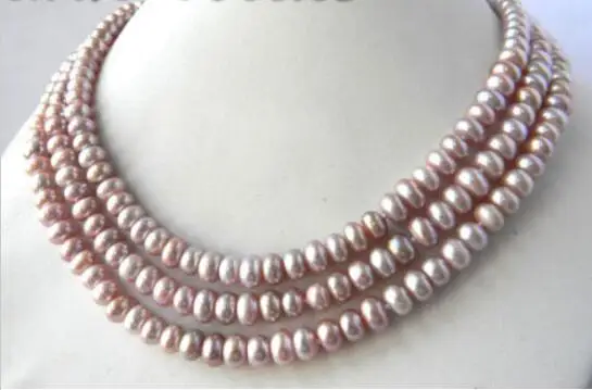 

Hot sale new Style >>>>> 3Strands 18'' 8MM Slice Lavender Freshwater Pearl Necklace