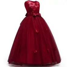 Платье для девочек 4-14 лет; кружевное шифоновое платье для свадебной вечеринки; платье принцессы на день рождения для подростков; кружевное газовое платье; разные цвета