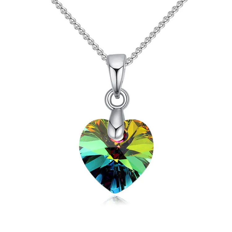 Joyashiny мини-ожерелье с подвеской в виде сердца, кристаллы от Сваровски, элементы, серебряная цепочка, ожерелье s для женщин и детей, ювелирные изделия - Окраска металла: Crystal VM