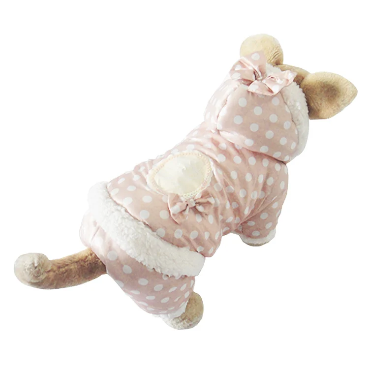 

Cute Warm Dot Hoodied Style Pet dogs winter coat Free Shipping Dogs Clothes new clothing for dog