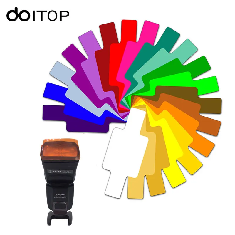 DOITOP 20 Color Photographic Gels Filter Card Lighting Diffuser Flash Speedlite for Canon Nikon Olympus Pentax DSLR | Электроника