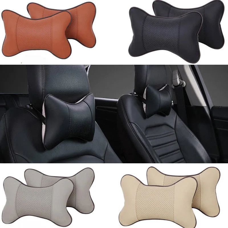 

1pc Travel Car Auto Seat Head Neck Rest Leather Cushion Pad HeadRest Bone Pillow 4 Color Size 26x18.5x8.5cm