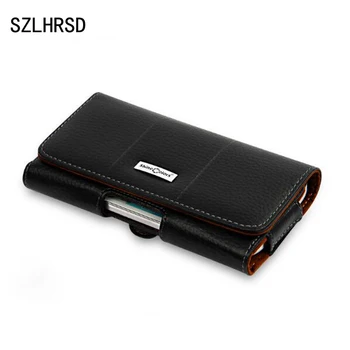 

SZLHRSD Retro Genuine Leather Waist Belt Clip Pouch Cover For Nubia Z17 miniS/ Alcatel CameoX Case Phone Bag for Honor 6C Pro