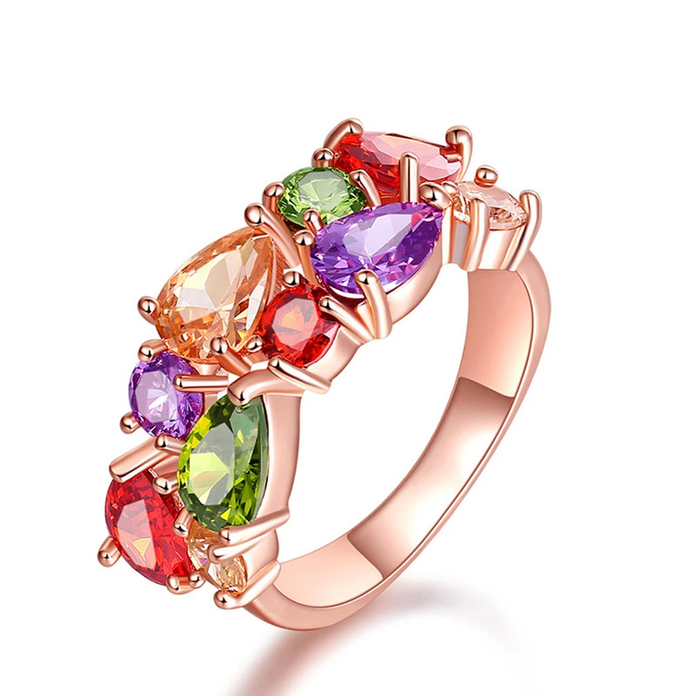 

Charming Colorful Crystal Zircon Finger Ring for Engagement Wedding Women Girls Ring Stylish Decorative