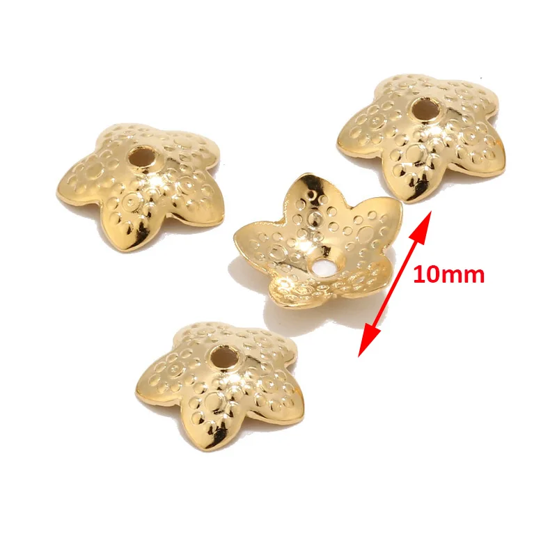 40 шт./лот, 304 нержавеющая сталь, Золотая филигрань, цветок, 6 мм, 10 мм, бусины для изготовления украшений, концевые колпачки - Цвет: 10mm