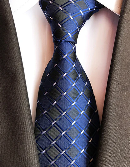 Модный Шелковый галстук 8 см, черный, синий, в клетку, жаккардовый переплетенный галстук для мужчин, деловой, Свадебный, вечерний, официальный, шейный галстук, аксессуары - Цвет: A15