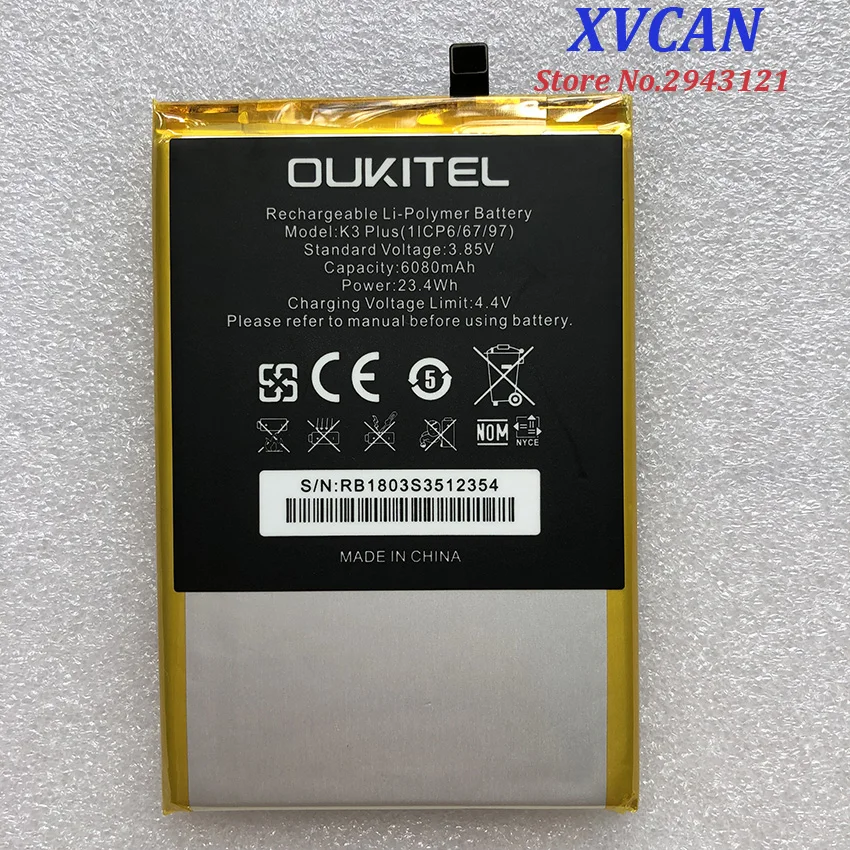  100% New OUKITEL K3 PLUS Replacement 6068mAh Parts backup battery for OUKITEL K3 PLUS Smart Phone - 32888573796