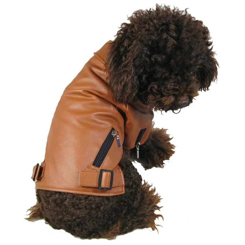 10 размер ПУ собака пальто одежда кожаная одежда теплая зимняя одежда для собак кожаная куртка