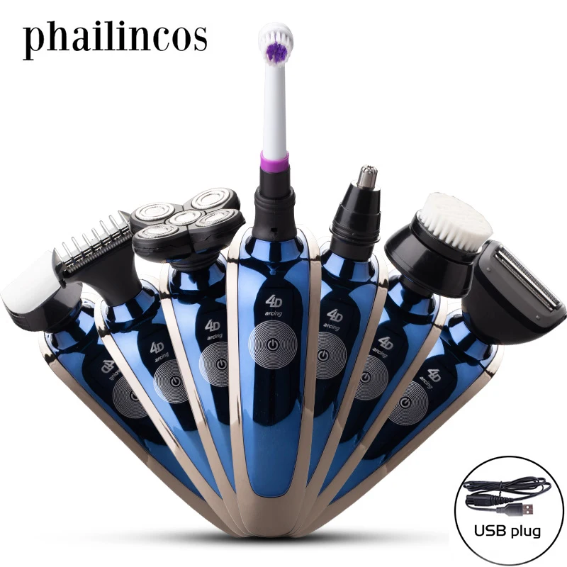 Phailincos 7in1 Перезаряжаемые светодиодный электробритва повернуть 5D электрическая