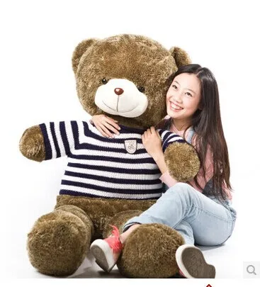 

Stuffed animal 140cm blue& white stripes sweater Teddy bear plush toy soft doll throw pillow gift w1700