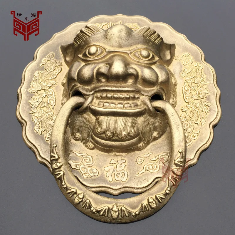 Chinese antique wood door door handle copper lion head wooden door handle Shoutou door knocker evil copper handle shin chinese antique door handle copper lion retro handle shoutou knocker copper handle accessories