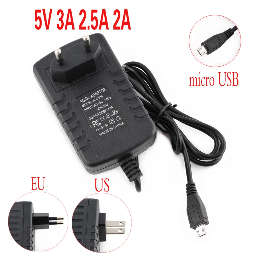 Адаптер питания Micro USB 5V 3A 2A 2.5A 5 v volt 100-240V адаптер питания зарядное устройство для Raspberry PI 3 Zero модель B+ планшетный ПК 5V3A