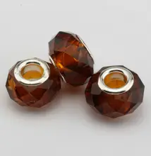 30pcs Coffee Faceted Crystal Glass Large Hole Beads Fit Charms Bracelets 10*14mm DIY Jewelry 30pcs Coffee Faceted Crystal Glass Large Hole Beads Fit Charms Bracelets 10*14mm DIY Jewelry