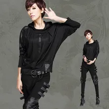 Модные женские повседневные топы, футболки, большие размеры, худи, летучая мышь, футболки с длинными рукавами, черные кожаные брендовые сексуальные свободные женские футболки