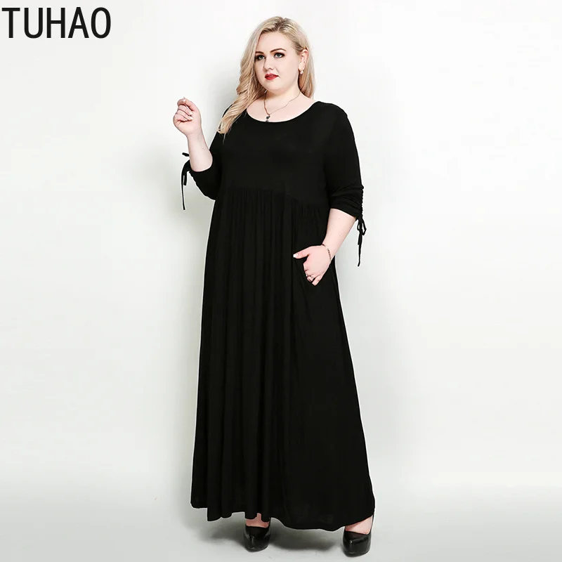 TUHAO 7XL женское длинное Макси-Платье с красным рукавом в пол, повседневное вечернее платье, женское платье размера плюс 6XL 5XL 4XL, платья для женщин RL