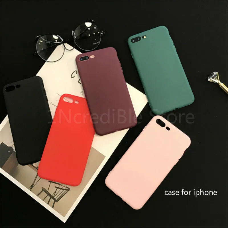 

Phone Case For IPhone 7 6 6s 8 X Plus 5 5s SE XR XS Max Case Simple Solid Color Ultrathin Soft TPU Cases Candy Color Back Cover