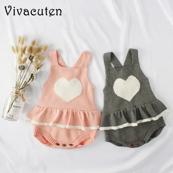 

Handmade Knitted Baby Rompers Girls Rompers 2018 Fashion Autumn Knitted Love Ruffles Kids Cotton Jumpsuits Toddler Girls Clothes