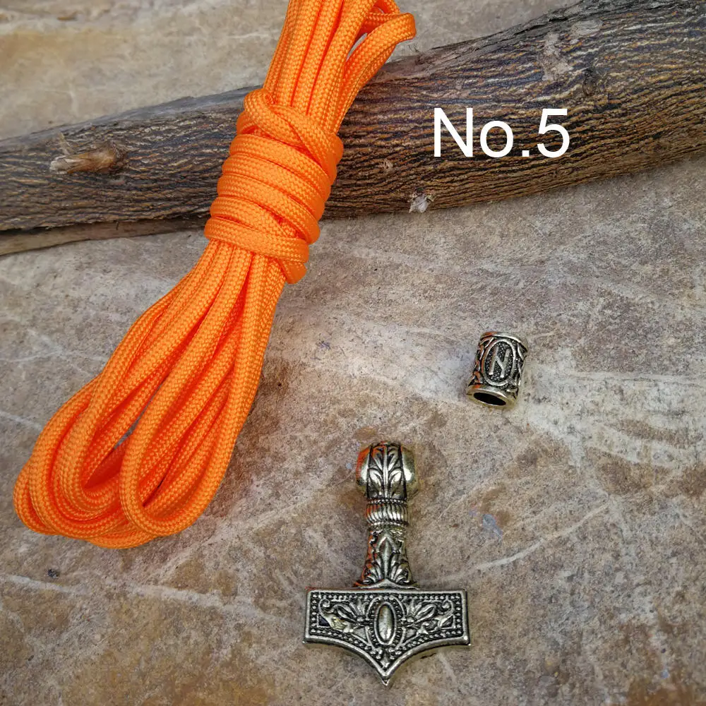 Norse Viking Runes Beads Pendant Paracord Diy Set Braided Bracelet Men Bracelets Thor Hammer Rope Bangles for Men Jewelry Gifts (3)