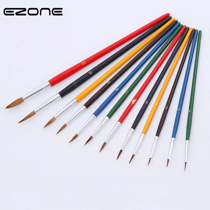 Koop EZONE 12 STKS Schattige Snoep Penseel Houten H auml;ndel Wol Borstels Voor Aquarel Olie Gouache Acryl Schilderen Art Supply