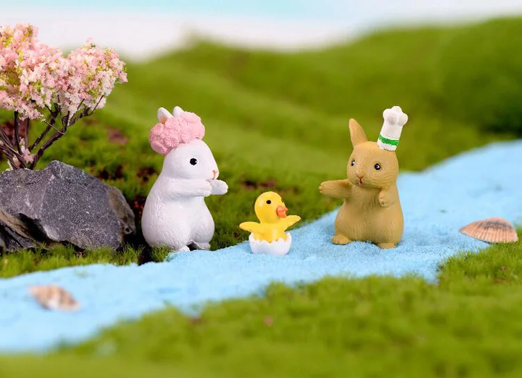 3 шт./лот мультяшный кролик фигурки животных модель семья миниатюрная фигурка DIY ПВХ украшения горячий набор игрушек для детей подарок