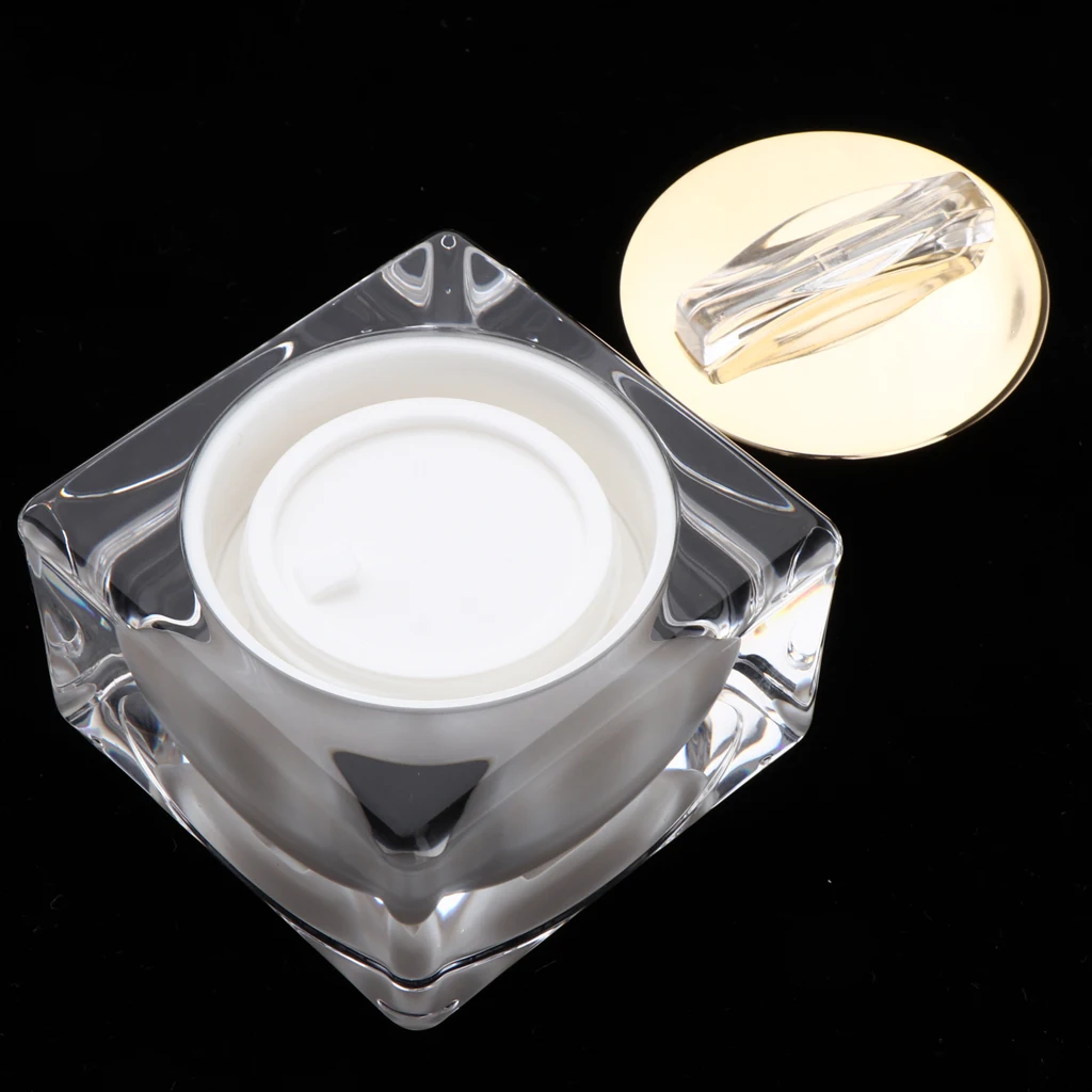 10/15/30 Gram High Grade Acrylic Cosmetic Bottle Makeup Jar Pot Face Eye Cream Container with white inner liners and golden lids