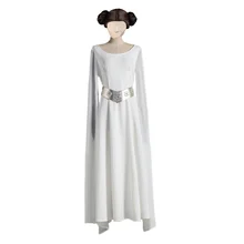Принцесса Лея органа Solo Косплей белое длинное платье набор париков женщина Звездные войны костюмы для косплея Хэллоуин Карнавал косплей костюм