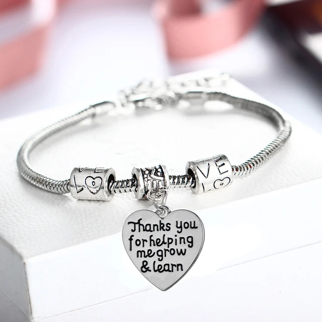 Thanksgiving Gift Thanks You For Helping Me Grow Learn Love Heart Thanksgiving Gift Thanks You For Helping Me Grow Learn Love Heart Teachers Bracelet Jewelry Day Presents