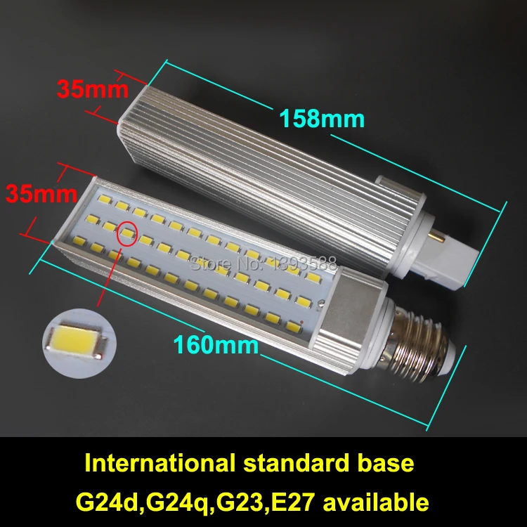 Мощность фактор 0,9 PL светодиодные g24 13 w 2-pin светодиодный осветительный штекер PL 36leds SMD5730 Светодиодная лампа 1300lm led потолочный светильник PL