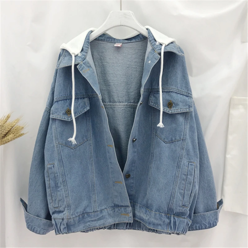 Automne Femme Marée Qualité Lâche Gray Mode Hat Personnalité Veste Courte Vent Casual Bf Printemps Hat À Capuche Haute Denim Nouveau 2018 H020 white TExw6
