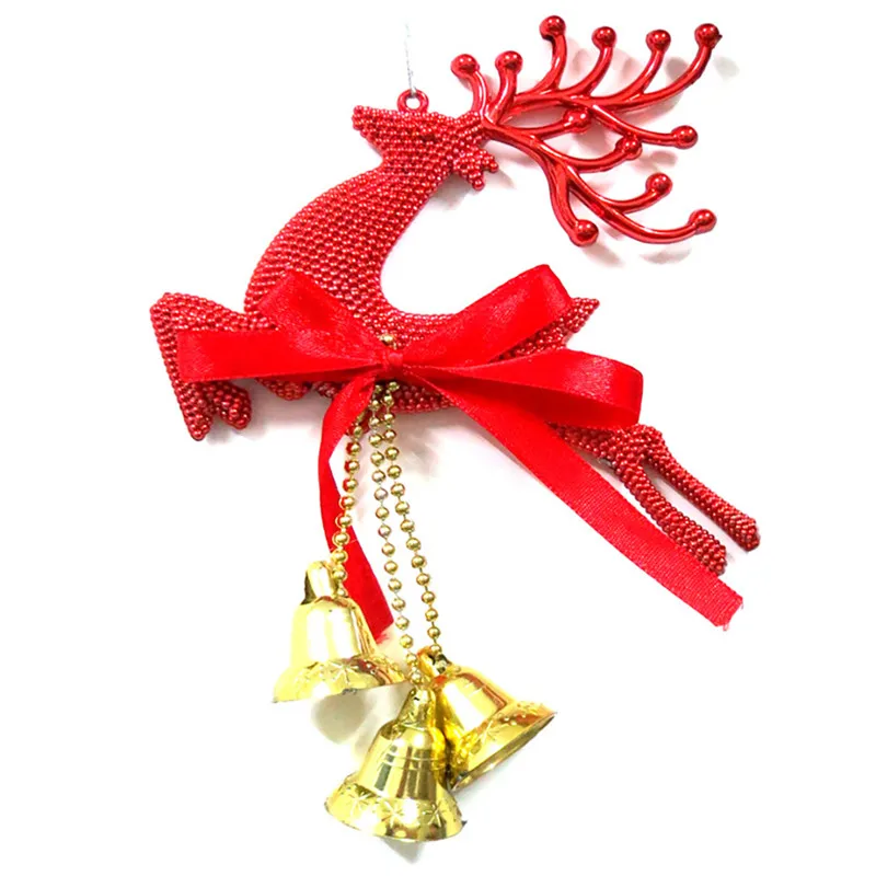 Серебристые золотые рождественские безделушки, Рождественские елочные украшения, вечерние подвесные украшения с оленями - Цвет: Red