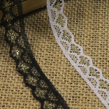 

800Yards Beautiful Gold Lace Ribbon White French African Lace Trimming Fabric For Sewing Clothing Embroidered Accessories