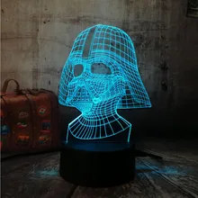 Amroe Star War figure Darth Vader 3D Led 7 color Sleeping Night light Touch senser USB Table Illusion Mood Dimming Lamp lustre