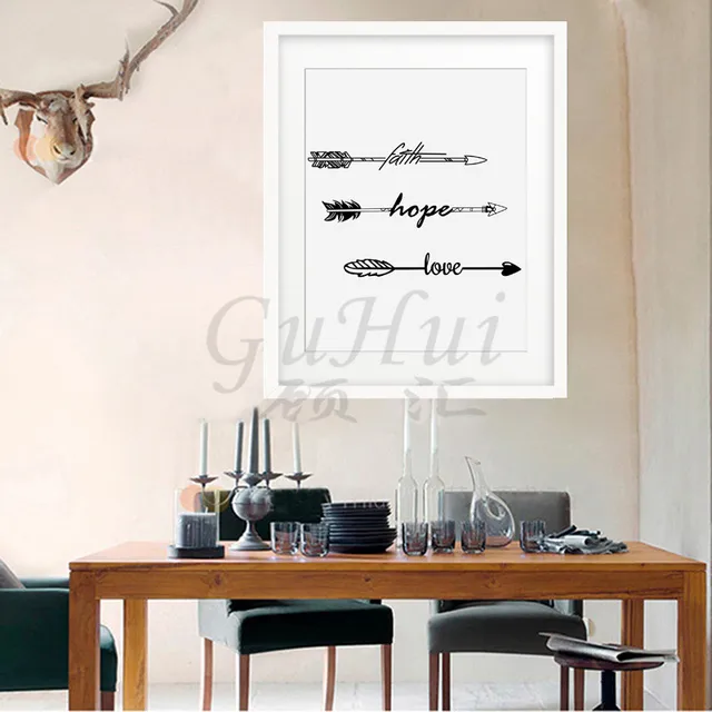 New Nordic Faith Hope Love Life Letter Typography Arrow Wall Poster New Nordic Faith Hope Love Life Letter Typography Arrow Wall Poster Art Canvas Painting Frameless Bedroom