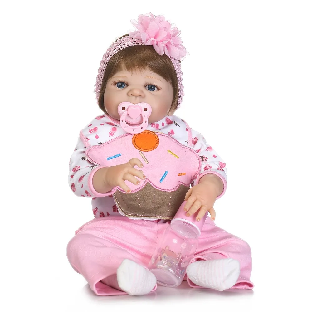 

55cm Full Body Silicone Reborn Baby Girl Doll Toys Lovely 22inch Newborn Princess Babies Fashion Birthday Gift Bathe Shower Toy