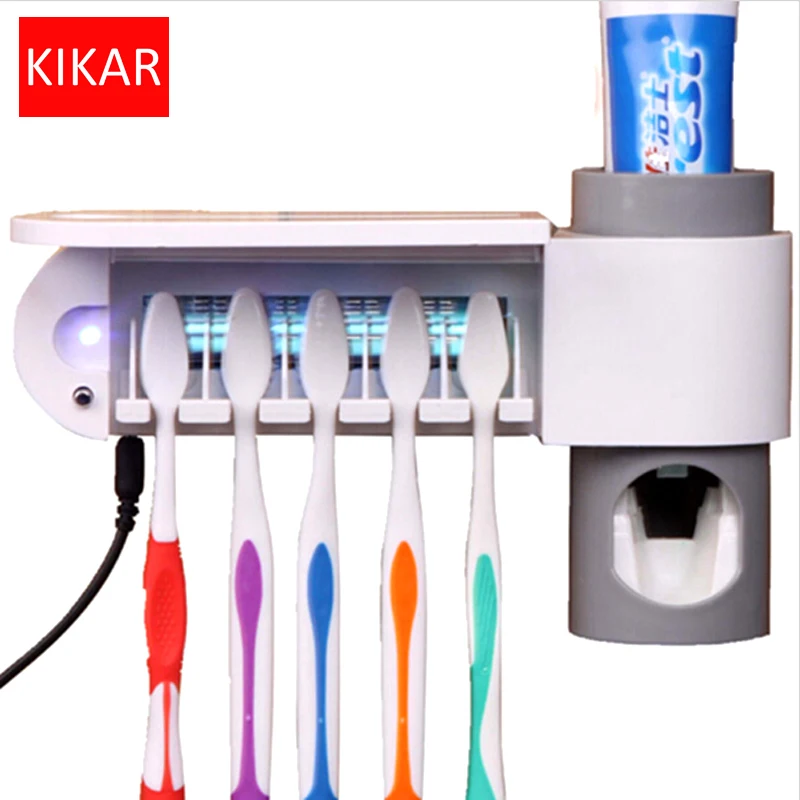 UV Toothbrush Sanitizer Case Ultraviolet Disinfector Bulb Wall Mount Hanger Lamp Toothpaste Squeeze Charger Spinbrush Head Rack | Игрушки и