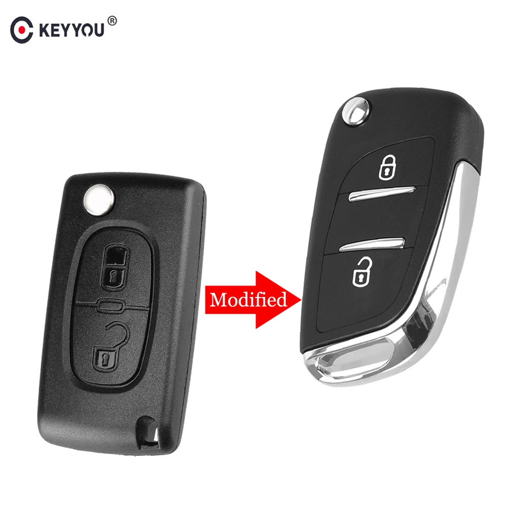 KEYYOU 2 Button Folding Key Cover For Citroen C2 C3 C4 C5 C6 C8 Modified Flip Remote Car Case Shell CE0536 VA2 Blade | Автомобили и
