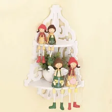 High Quality White Hollow-out decorative pattern Hanging Wall Shelf triangular Wall Corner Hook Storage Holder Racks Home Decor