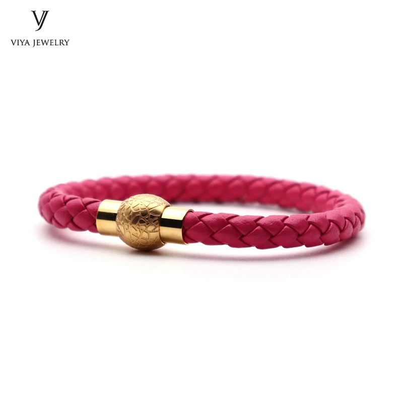 Colorful Braided leather bracelet With Magnet Lock Hardware Magnetic Closure Women Leather Bracelet Best Friendship Gift Has Box(10)
