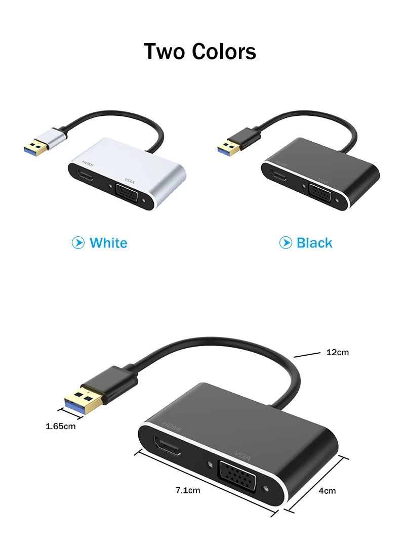 Robotsky USB 3,0 к HDMI VGA адаптер 2K 1080 P-все в одном! многофункциональная Дисплей 2 в 1 взаимный обмен данными между компьютером и периферийными устройствами к конвертеру HDMI аудио-видео кабель для портативных компьютеров