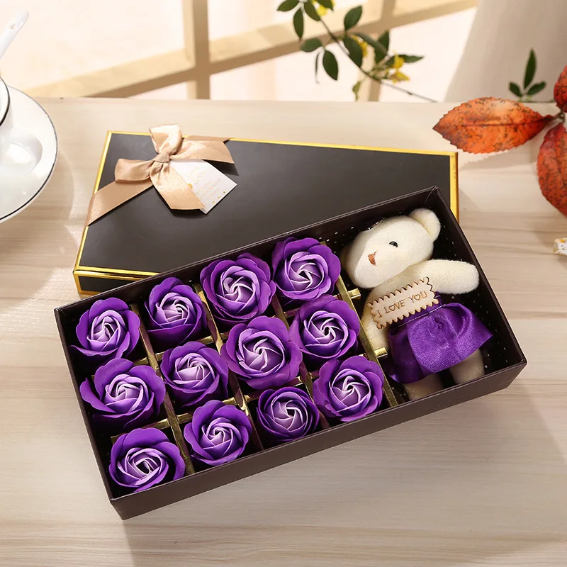 Flone Scented Soap Flower Gift Box Artificial Flower Creative Gift Simulation Rose Flower Fake Flower Valentine's Day Gift  (14)