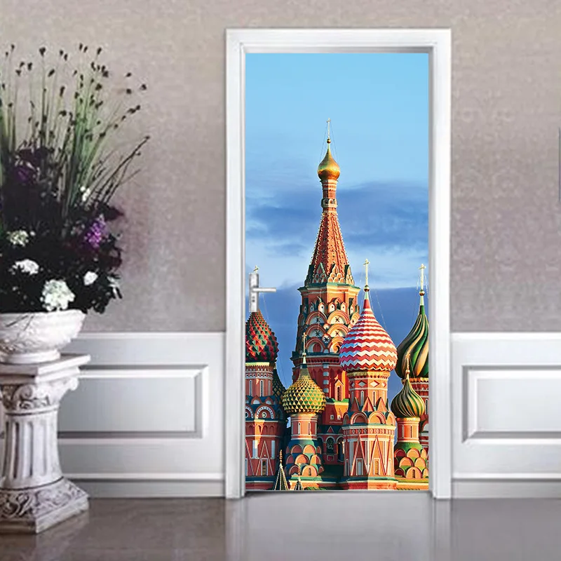 Nm31 جميلة نمط المعماري الإسلامي الحديثة الإبداعية الباب ملصقات غرفة المعيشة غرفة نوم مدخل زينة 2 قطعة/المجموعة